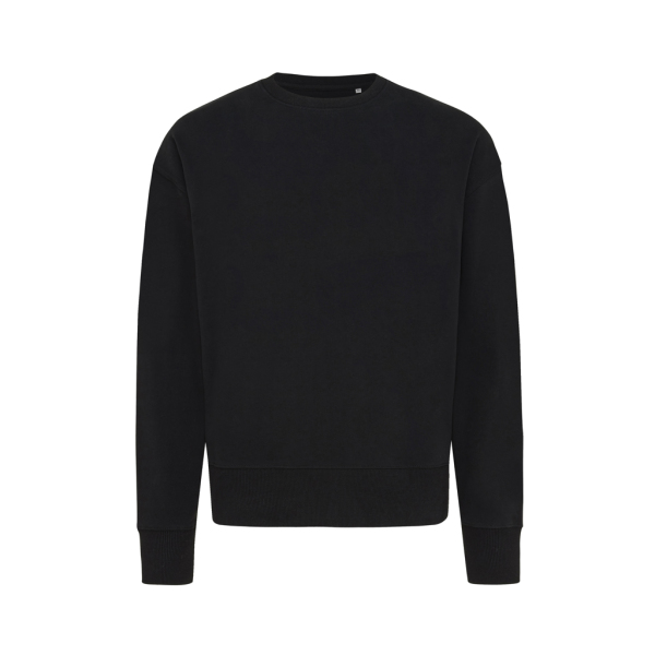 Iqoniq Kruger gerecycled katoen relaxed sweater, zwart