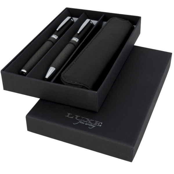 Carbon duo pen gift set with pouch