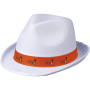 Trilby hoed met lint - Wit/Oranje