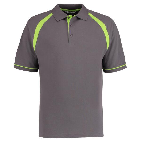 Oak Hill Cotton Piqué Polo Shirt, Charcoal/Lime Green, L, Kustom Kit