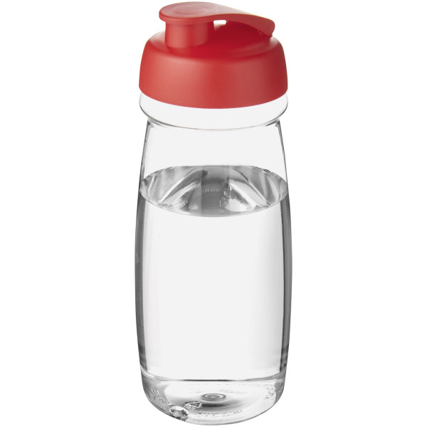H2O Active® Pulse 600 ml sportfles met flipcapdeksel - Transparant/Rood