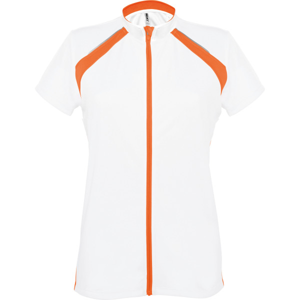 Dames-fietsshirt Korte Mouwen White / Orange XL