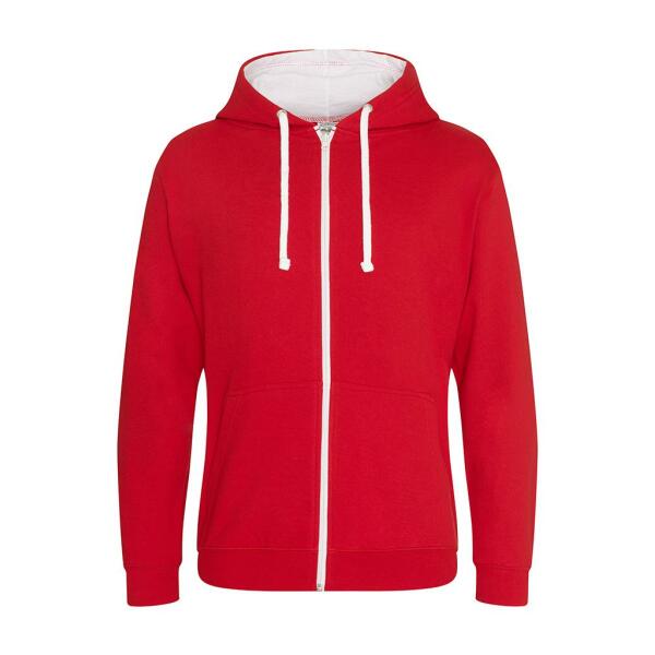 AWDis Varsity Zoodie, Fire Red/Arctic White, M, Just Hoods