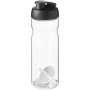 H2O Active® Base 650 ml shaker bottle - Solid black/Transparent