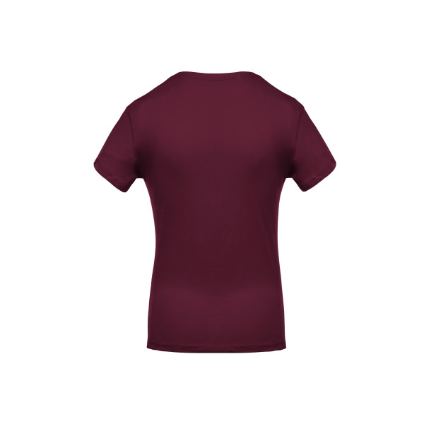 Ladies' short-sleeved V-neck T-shirt Wine XS