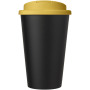 Americano® Eco 350 ml recycled tumbler with spill-proof lid - Yellow/Solid black