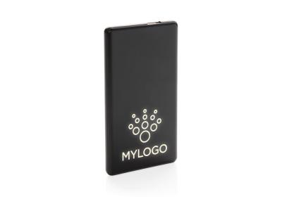 Voorgegraveerde Light up logo 4.000 mAh powerbank, zwart Voorgegraveerde Light up logo 4.000 mAh powerbank, zwart