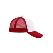 MB070 5 Panel Polyester Mesh Cap wit/rood one size