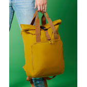 Recycled Twin Handle Roll-Top Laptop Backpack - Black - One Size