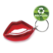 Sleutelhanger Hot Lips lippen kus recycled transparant rood glitter
