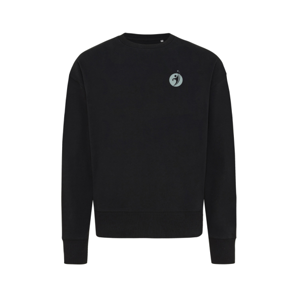 Iqoniq Kruger gerecycled katoen relaxed sweater, zwart (L)