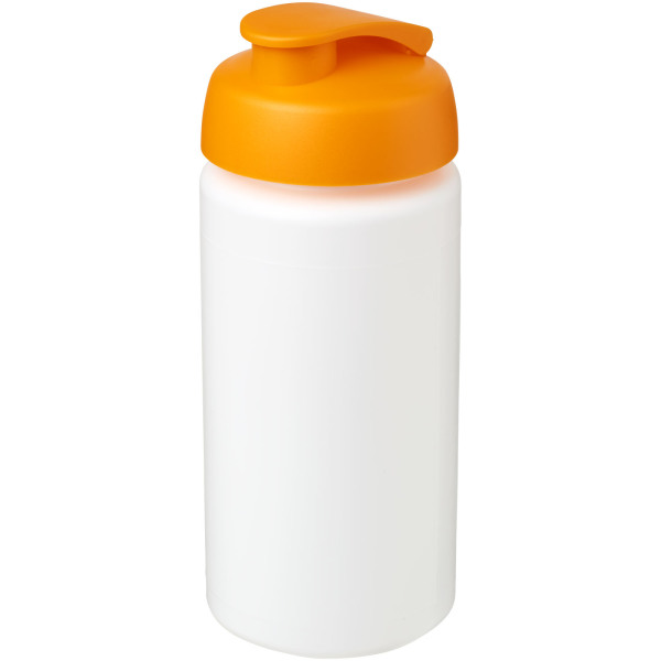 Baseline® Plus grip 500 ml sportfles met flipcapdeksel - Wit/Oranje