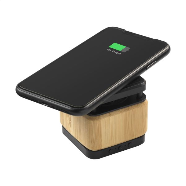 Bamboo Block Speaker with wireless charger