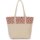 Shopper met stippen Sand / Red / Natural One Size