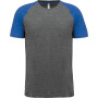 Tweekleurig Triblend sport-t-shirt met korte mouwen volwassene Grey Heather / Sporty Royal Blue Heather M