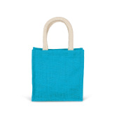 Shopper van jutecanvas - klein model Turquoise One Size