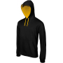 Hooded sweater met gecontrasteerde capuchon Black / Yellow 4XL