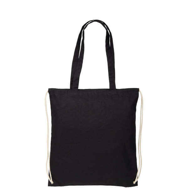 Eliza 240 g/m² cotton drawstring backpack 6L - Solid black