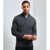 Zip Neck Sweater, Charcoal, S, Premier