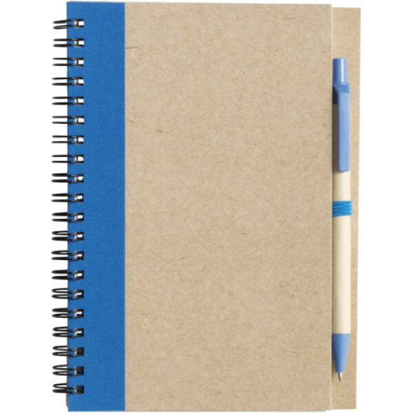 Draadgebonden notitieboekje met balpen Stella lichtblauw