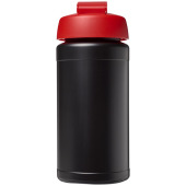 Baseline® Plus 500 ml sportflaska med uppfällbart lock - Svart/Röd