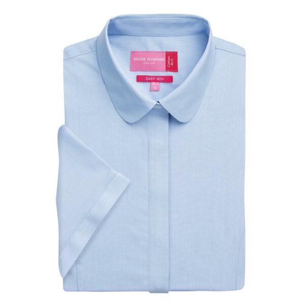 Ladies Soave Short Sleeve Poplin Shirt, Sky Blue, 20, Brook Taverner