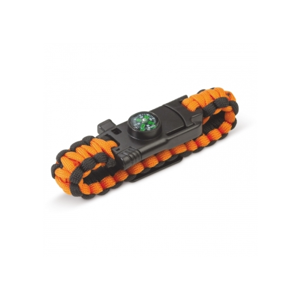 Survival armband 3 in 1 - Zwart / Oranje