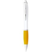 Nash kulspetspenna med vit kropp och färgat grepp - Vit/Gul