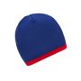 MB7584 Beanie with Contrasting Border royal/red one size