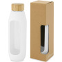 Tidan 600 ml borosilicate glass bottle with silicone grip - White
