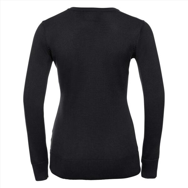 RUS Ladies V-Neck Knitted Pullover, Black, XXS