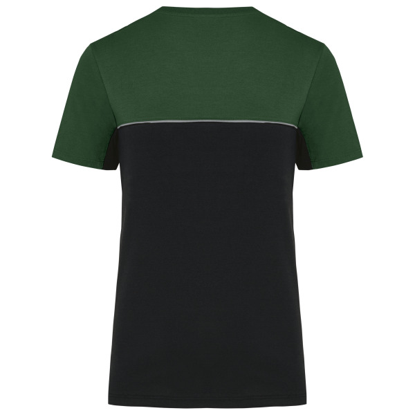 Ecologisch en tweekleurig uniseks T-shirt met korte mouwen Black / Forest Green XXL