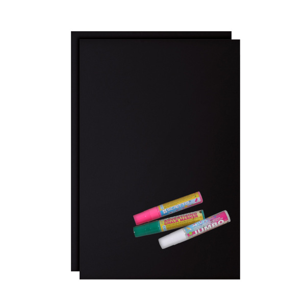 Set Beschrijfbare Folie Zwart 2 Stuks En 3 Krijtpennen - 70 x 100 cm