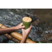 GRS gecertificeerd gerecycled PP mok met bamboe deksel, groen