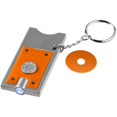 Allegro nyckelring med mynthållare och LED-lampa - Orange/Silver