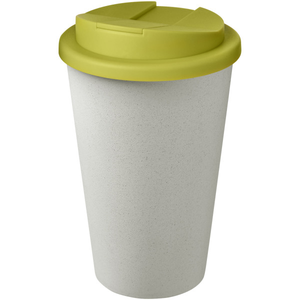 Americano® Eco 350 ml recycled tumbler with spill-proof lid - Lime/White
