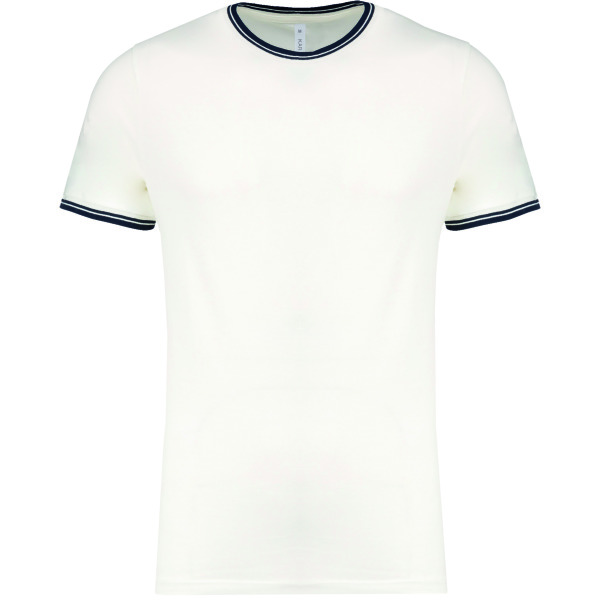Heren-t-shirt piqué ronde hals Off White / Navy XXL