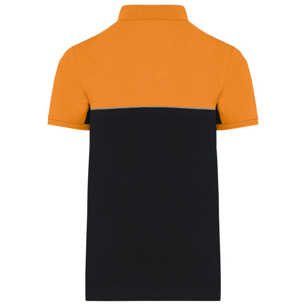 Ecologische uniseks polo met korte mouwen in twee kleuren Black / Orange XXL