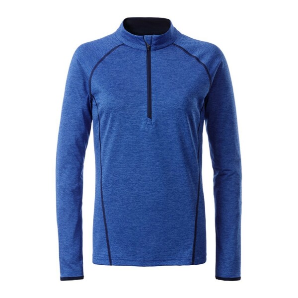 Ladies' Sports Shirt Longsleeve - blue-melange/navy - XS