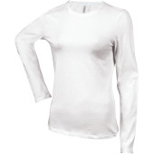 Dames T-shirt ronde hals lange mouwen White 3XL