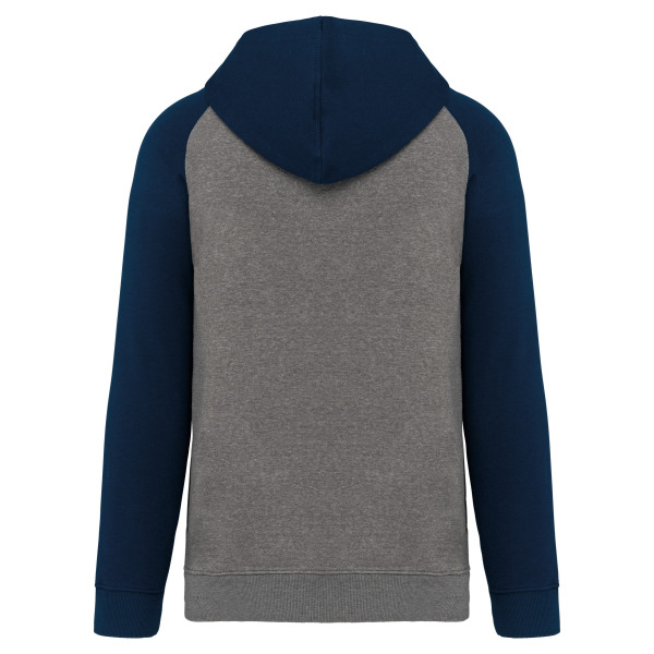 Tweekleurige sweater met capuchon volwassene Grey Heather / Sporty Navy XS