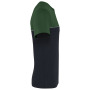 Ecologisch tweekleurig uniseks T-shirt met korte mouwen Black / Forest Green XL