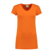 L&S T-shirt V-neck cot/elast SS for her orange L