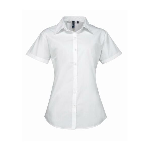 Ladies Supreme Short Sleeve Poplin Shirt, White, 14, Premier