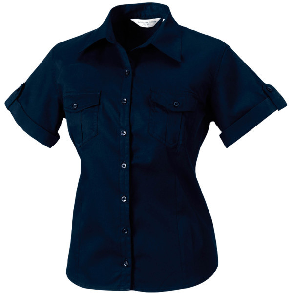 Ladies' Roll Sleeve Shirt - Short Sleeve French Navy XXL