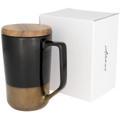 Tahoe 470 ml keramische thee of koffiemok met houten deksel Tahoe 470 ml keramische thee of koffiemok met houten deksel