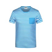 Men's T-Shirt Striped - atlantic/white - 3XL