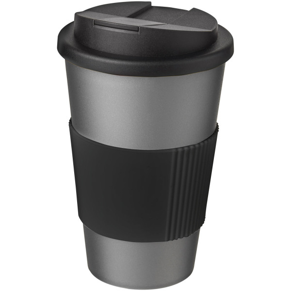 Americano® 350 ml tumbler with grip & spill-proof lid - Silver/Solid black