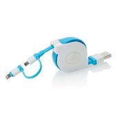 Oprolbare 2-in-1 kabel met MFi licentie, zwart Oprolbare 2-in-1 kabel met MFi licentie, zwart