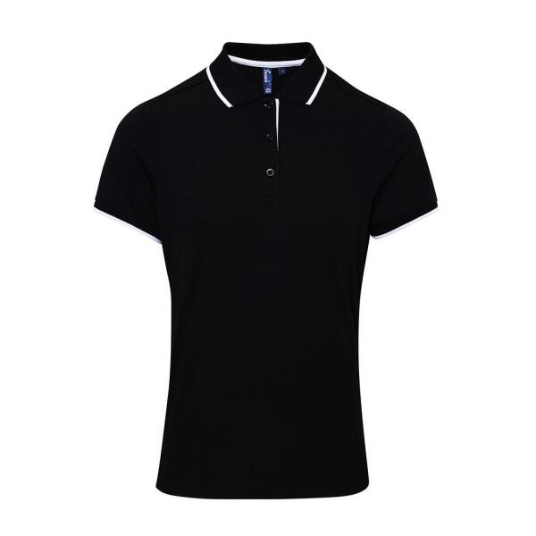 Ladies Contrast Coolchecker® Piqué Polo Shirt, Black/White, XXL, Premier